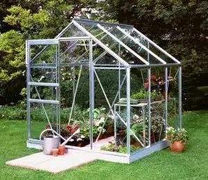 Halls Popular Greenhouse with Silver Aluminium Frame