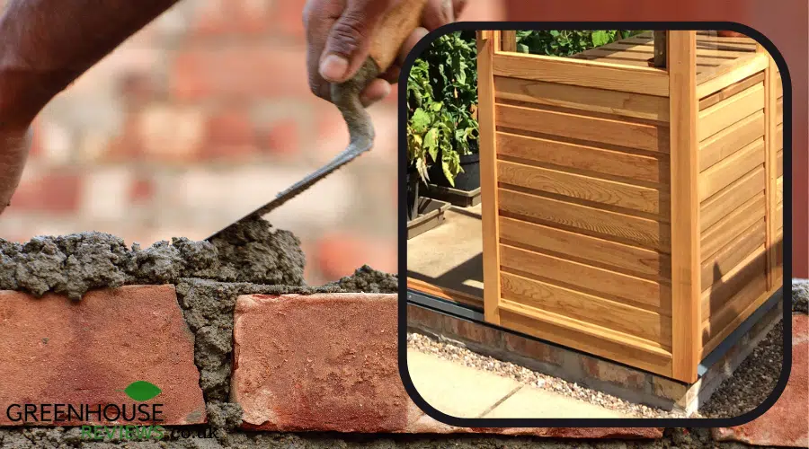 An example of a greenhouse installed onto a dwarf wall base floor.