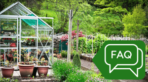 A banner image showing a greenhouse in a garden setting with an icon for an FAQW overlayed.